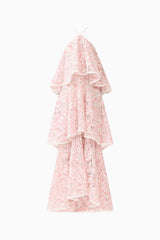 Valencia Tiered Gown in Pink & Cream Floral