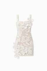 Kyra Crochet Mini Dress in White