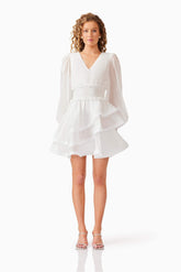 Kalani Long Sleeve Mini Dress White