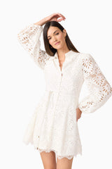 Carli Mini Shirt Dress in White