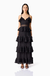 Lucinda Tiered Gown in Black