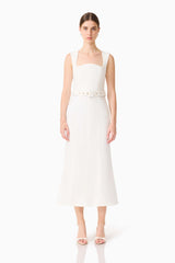 Nydia Fit & Flare Maxi Dress in White