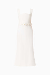 Nydia Fit & Flare Maxi Dress in White