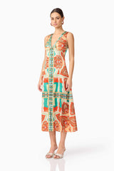 Neomi V Neck Midi Dress in Orange