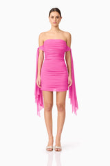 Celina Off The Shoulder Mini Dress in Pink