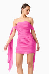 Celina Off The Shoulder Mini Dress in Pink