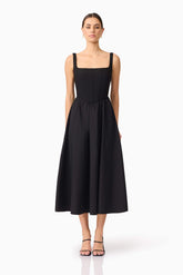 Ingrid Corset Midi Dress in Black