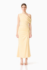 Simone One Shoulder Maxi Dress in Butter Yellow