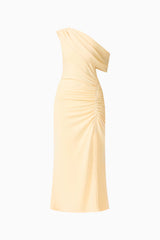 Simone One Shoulder Maxi Dress in Butter Yellow