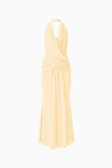 Simone Cowl Neck Gown in Butter Yellow