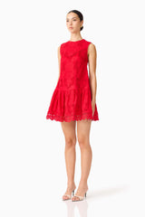 Giovanna Shift Mini Dress in Red