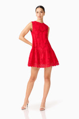 Giovanna Shift Mini Dress in Red