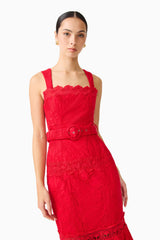 Giovanna Fit & Flare Maxi Dress in Red