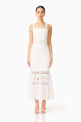 Giovanna Fit & Flare Maxi Dress in White