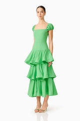 Emilie Tiered Maxi Dress in Kelly Green