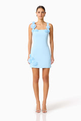 Trompe 3D Mini Dress in Blue
