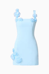 Trompe 3D Mini Dress in Blue