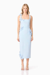 Chantelle 3D Midi Dress In Blue
