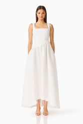 Ruelle A-Line Maxi Dress in Pearl White