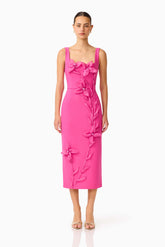 Ilaria Floral Midi Dress in Pink