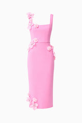 Chantelle 3D Midi Dress in Pink