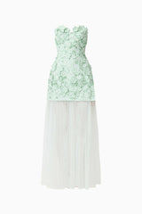Roseate Strapless Maxi Dress in Mint Green