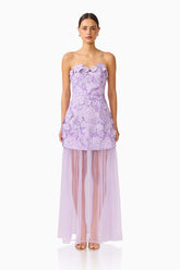 Roseate Strapless Maxi Dress in Purple