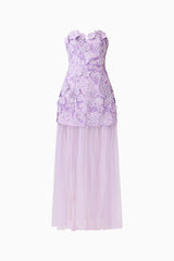Roseate Strapless Maxi Dress in Purple