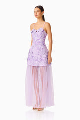 Roseate Strapless Maxi Dress in Purple