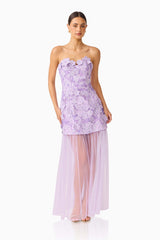 Roseate Strapless Maxi Dress in Purple