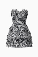 Roseate Floral Mini Dress in Black