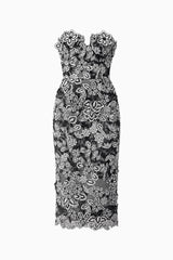 Roseate Strapless Midi Dress in Black