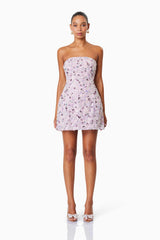 Aurora Strapless Party Mini Dress In Purple