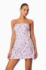 Aurora Strapless Party Mini Dress In Purple