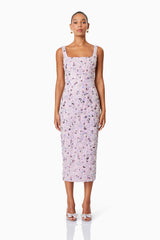 Aurora Event Wear Midi Dress In Purple