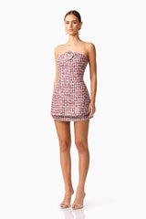 Bianca Strapless Tweed Set in Red