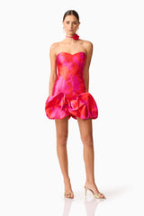 Eloise Strapless Mini Dress in Pink & Red