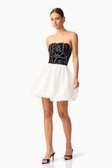 Eris Strapless Mini Dress in Black & White