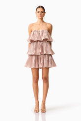 Lison Tiered Strapless Mini Dress in Pink