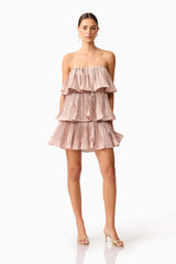 Lison Tiered Strapless Mini Dress in Pink