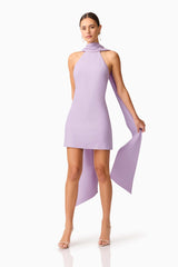 Mira Halter Mini Dress in Purple