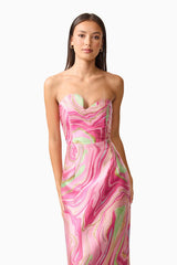 Mirella Strapless Midi Dress in Pink