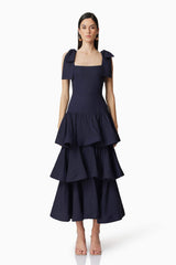 Kara Tiered Maxi Dress in Navy