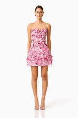 Roseate Floral Mini Dress in Pink