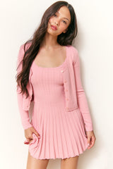 Evaluna Stretch Pointelle Mini Dress - FAWN PINK