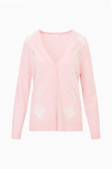 Ismeria Wool Argyle Lace Cardigan