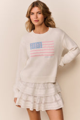 Ty Cotton Flag Pullover - IVORY DREAMS