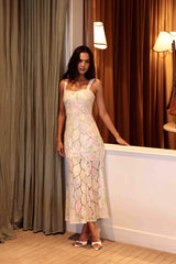 Indria Lace Maxi Dress in Floral