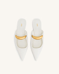 Helena Pierced Mules - White
