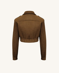 Adeline Faux Suede Jacket - Brown